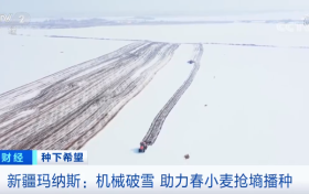 新疆玛纳斯：机械破雪 助力春小麦抢墒播种